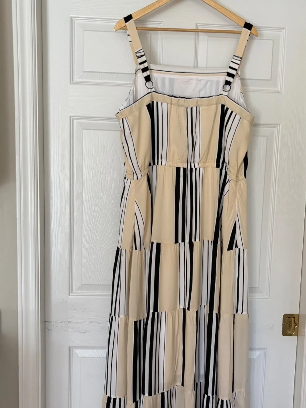 Lane Bryant Sz 18 Butter Yellow, Black and White Stripe Flowy Maxi Dress - Picture 5 of 16